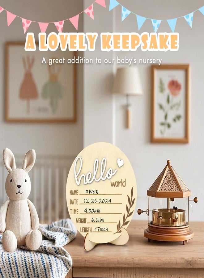 AINBIN Hello World Newborn Sign Boy, Gender Reveal Birth Announcement Sign, 2PCS Its a Boy and Hello World baby Welcome Board Wooden Name Announcement Plaque for Photo Props Baby Shower Hospital Nursery - Image 3